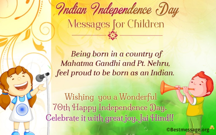 Indian Independence Day Messages for Children